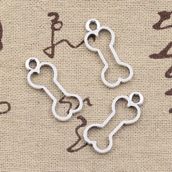 30pcs Charms Hollow Dog Bone 25x11mm Antique Bronze Silver Color Pendants Making DIY Handmade Tibetan Bronze Jewelry