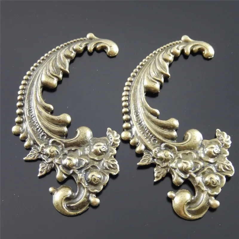 Wholesale 12pcs Antique Bronze Zinc Alloy  Lovely Flower Swirl Charms Necklace Pendants fashion jewelry finding 63x40*2mm 30666