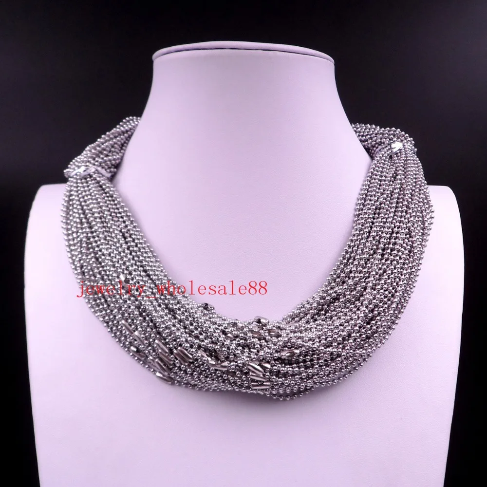 wholesale 100pcs/ Bag stainless steel   2.4mm 24'' lenght round beads chain necklace fit pendant on sale jewelry