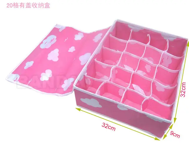 3 in 1 3pc/set Foldable Bamboo Charcoal fibre Storage Organizer Box bag case Underwear Bra Socks Ties necktie with cover