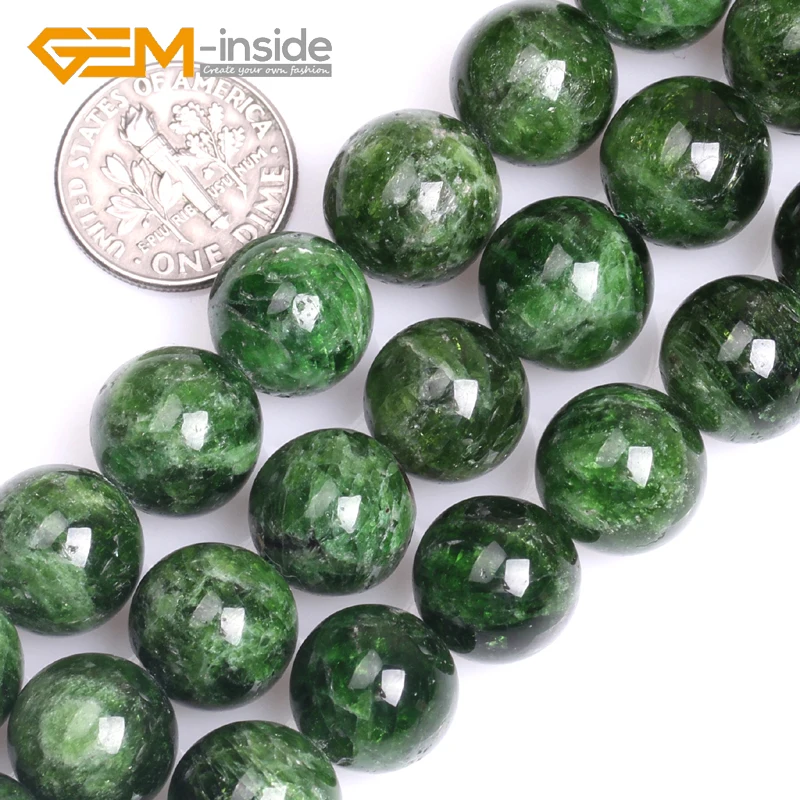 7/8/10/12/14mm GEM-inside AA Grade Natural Green Diopside Stone Round Shape Beads for Jewelry Making Beads Strand 15Inches