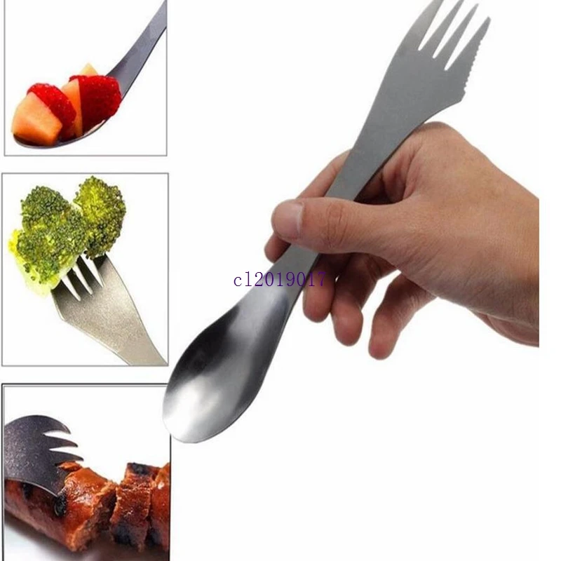 Fork spoon spork 3 in 1 tableware Stainless steel cutlery utensil combo Kitchen outdoor picnic scoop/knife/fork set free ship#11