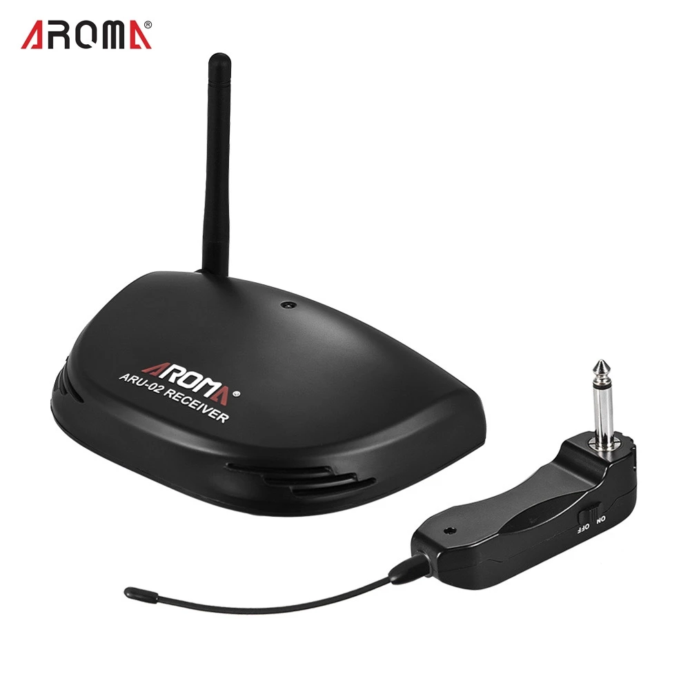 

Aroma ARU-02 UHF Wireless Guitar Transmitter Guitar Digital Audio Transmitter Receiver System USB Cable for Guitar Bass Ukulele