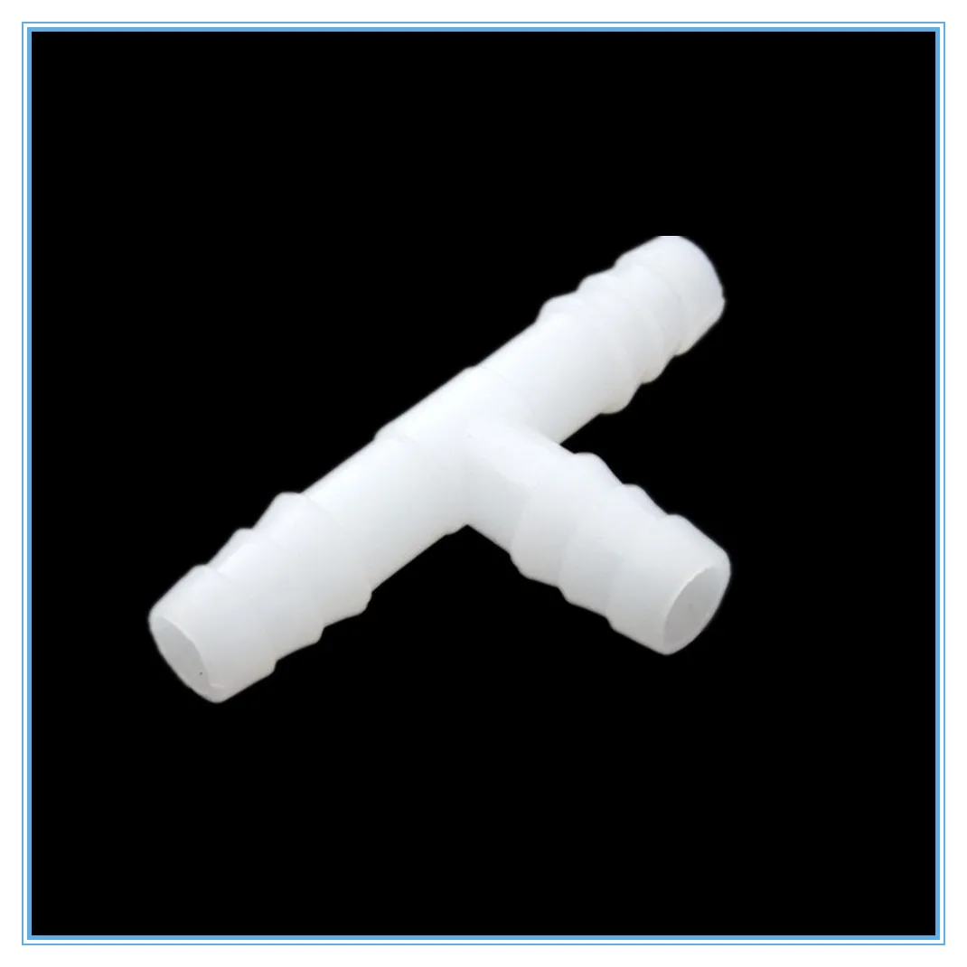 Plastik Barb hortum bağlantısı Tee 4mm 6mm 8mm 10mm 12mm 16mm 3 Yollu Hortum Tüpü t-Şekil Barb Plastik Bağlantı Parçaları