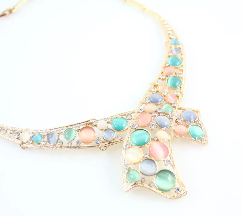 Brand Design Colorful Opal Pendant Necklaces Earrings Bangle Ring For Women Wedding Austrian Crystal Jewelry Sets