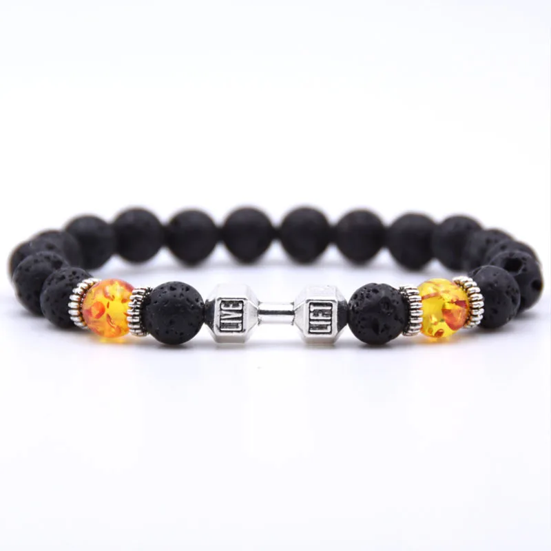 2019 NEW Men\'s and Women\'s Couples 8MM Volcanic Stone Bracelet