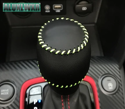 Car Accessories Hand-stitched Shift Knob Car-styling Interior Styling Leather for Hyundai KONA KAUAI 2018 2019 Gear Head Covers