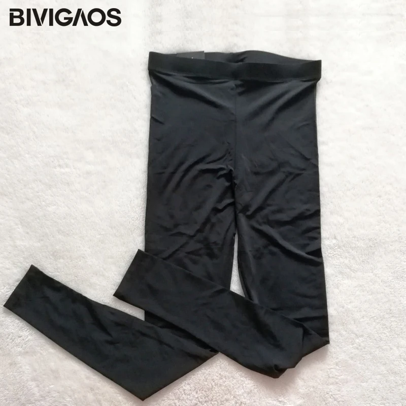 BIVIGAOS New Summer Ice Silk Cool Black Leggings Sexy Leggings Thin Stretch Slim Workout Leggings Ankle Pants Legins Women