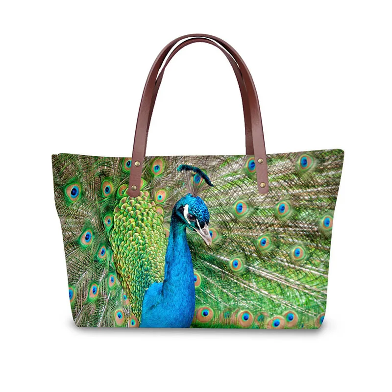 Handbag for Women 2019 New Fashion Bags Shoulder Bag Beach Bag Animal Peacock Print Pattern Design Tote Bolso