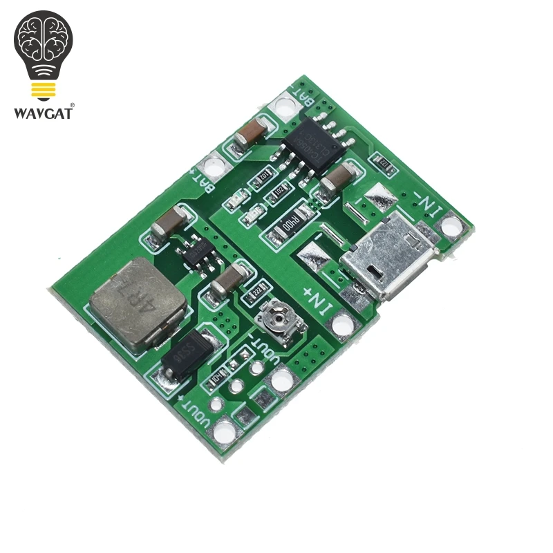WAVGAT Lithium Li-ion 18650 3.7V 4.2V Battery Charger Board DC-DC Step Up Boost Module TP4056 DIY Kit Parts