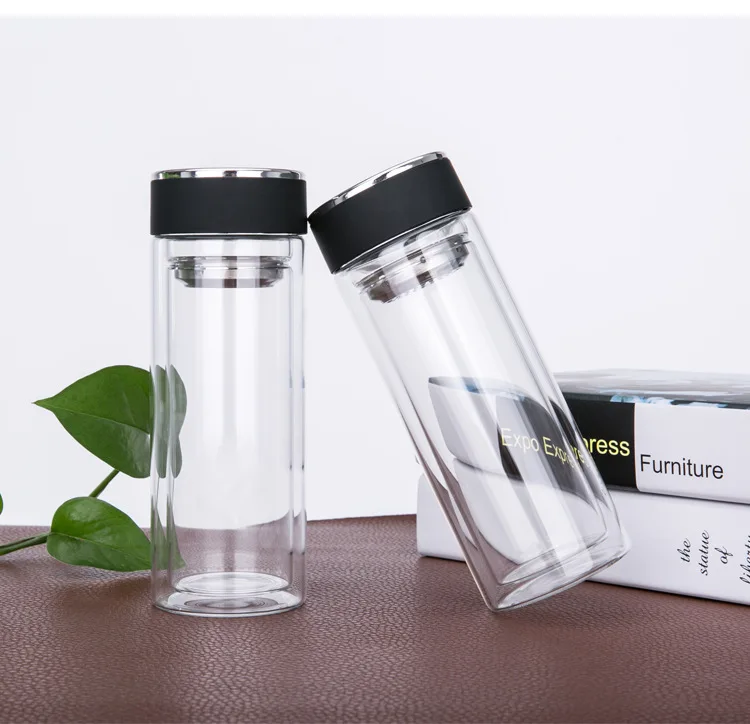 Double Wall office cup Bottles Tumbler Glass Tea Drinking, Teacup Coffee Water pot tea cup,Water Bottle cups Vacuum Flask