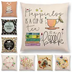 Enjoy Life Reading Books Sofa Pillow Case Good Time Gorgeous Words Decorative Letters Cushion Cover Tea Time