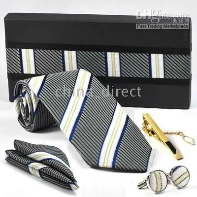 

tie set TIE+HANKY+CUFFLINKS+tie bar tie cuff link Neckties,cuff button mixed 11sets/lot