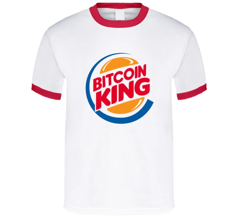 Bitcoin King T Shirt Ringer Funny Burger Tee Btc Coin Crypto Currency Hodl Cotton Printed Man Fashion O-Collar Hipster T Shirt