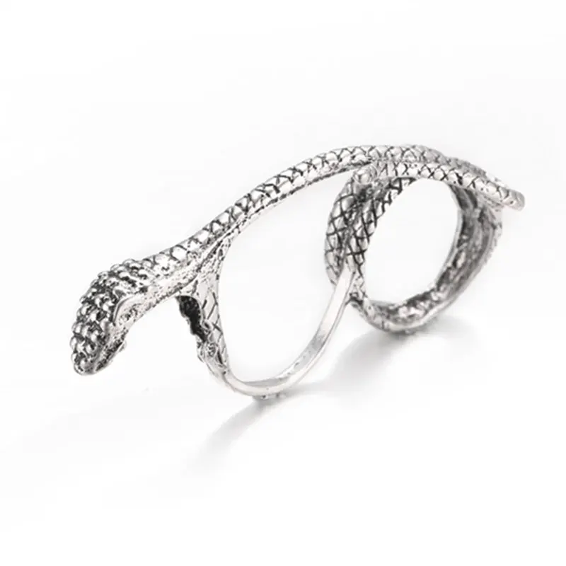 LUBOV Antique Gold Color Metal Snake Rings Two-Fingers Rings Vintage Women Party Jewelry 2019 New