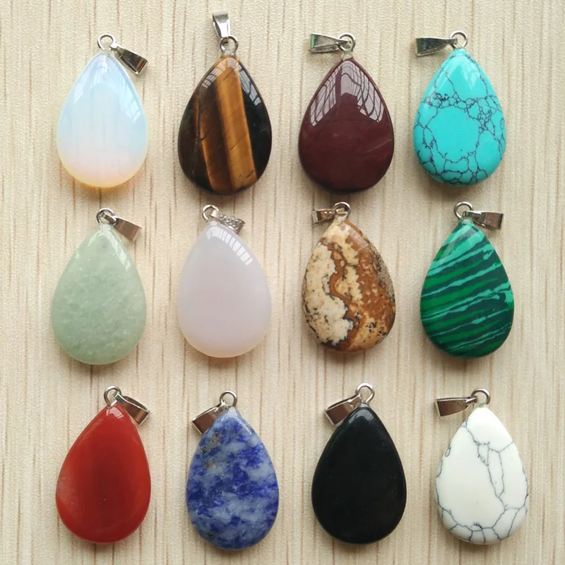 Free shipping hot selling fashion wholesale natural stone water drop pendants  Charms fit Necklaces jewelry making 12pcs/lot