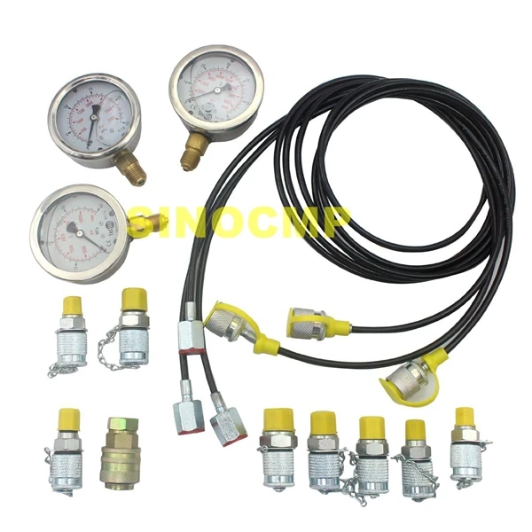 Excavator Hydraulic Pressure Gauge Test Kit, 9000PSI 25/40/60Mpa Test Coupling Hose Diagnostic Tool with 1 year warranty