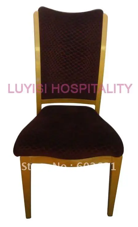 Hot sale stackable wood imitation Aluminum dining chair,heavy duty fabric with high rub resistance,comfortable seat.