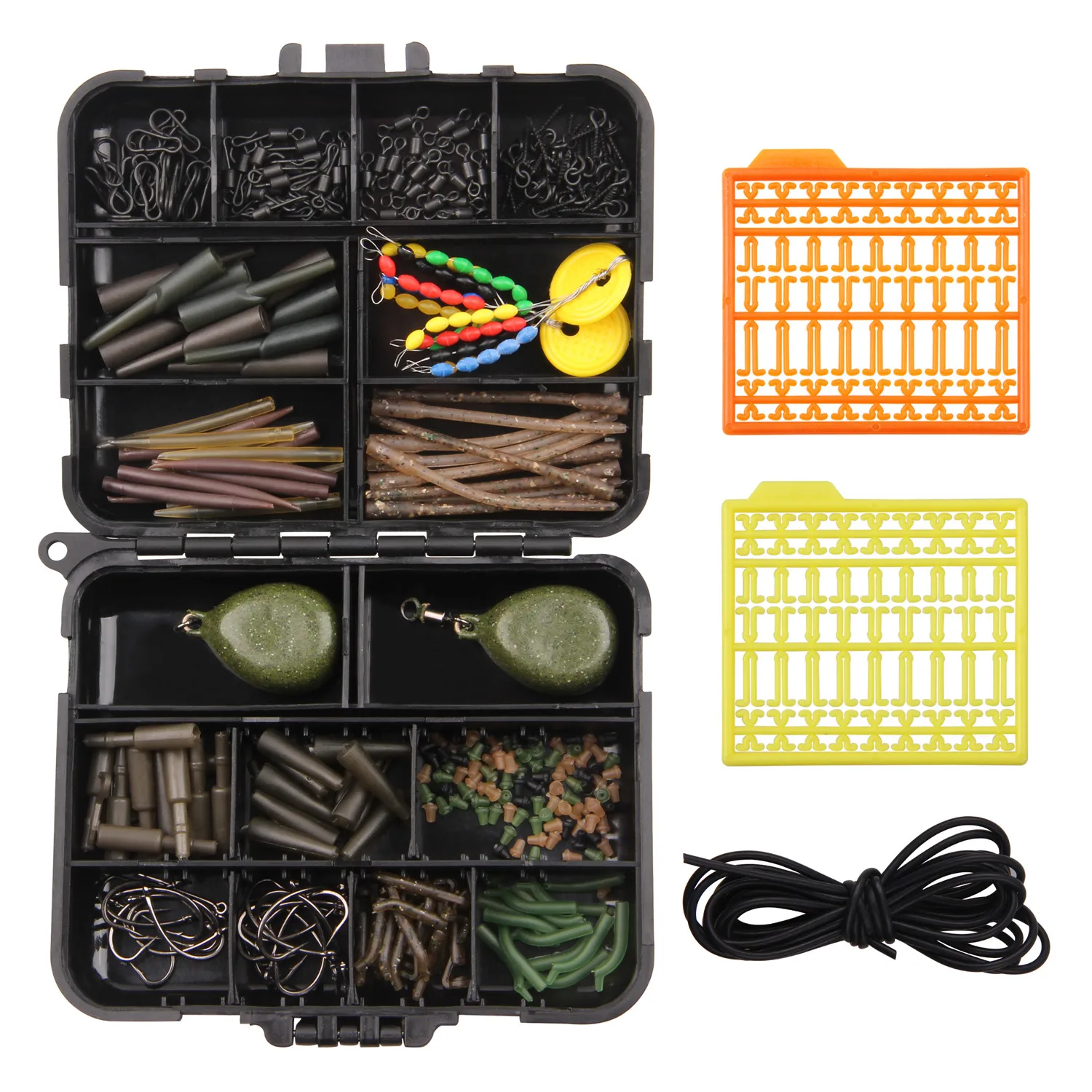 217pcs/box Carp Fishing Tackle Box Rigs Safety Clips anti tangle sleeves Hooks Swivel for carp fishing connector accessories