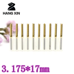 3.175mm 10PCS  Titanium coated strawberry PCB milling cutter corn tooth metal tungsten carbide CNC engraving router woodworking