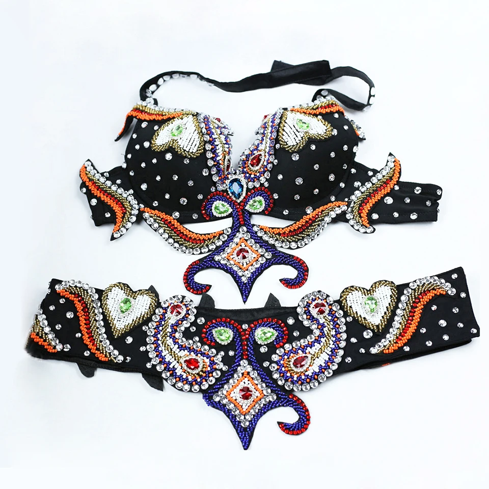 

Performance Luxury Belly Dancing Clothes Egyptian Costumes Oriental Dance 2pcs Women Belly Dance Costume Bra Belt