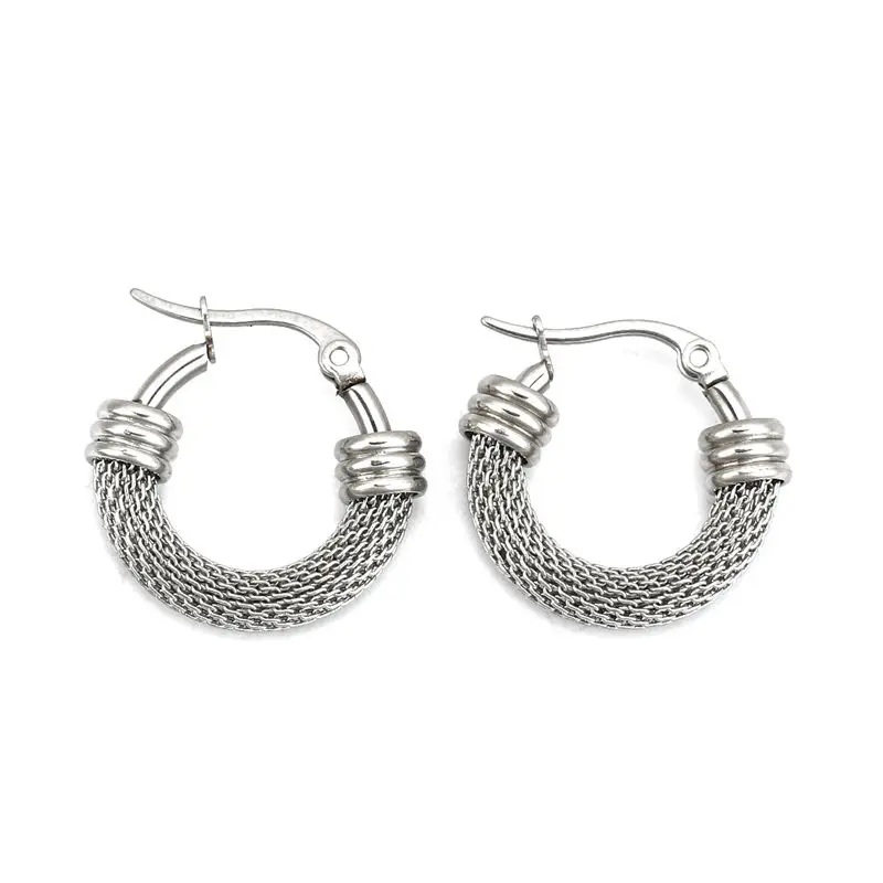 Fashion Stainless Steel Hoop Earrings  Round 4 Sizes Trendy Women Girls Jewelry Gift, Post/ Wire Size: (18 gauge), 1 Pair