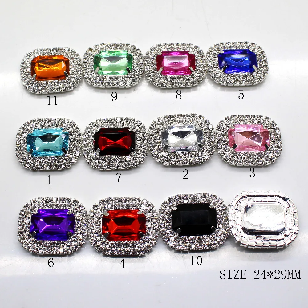 ZMASEY NEW HOT 5PCS/LOT 24*29mm Mix Color Deluxe Double Row Rhinestone & Acrylic rhinestone Cluster,Rhinestone Buckle