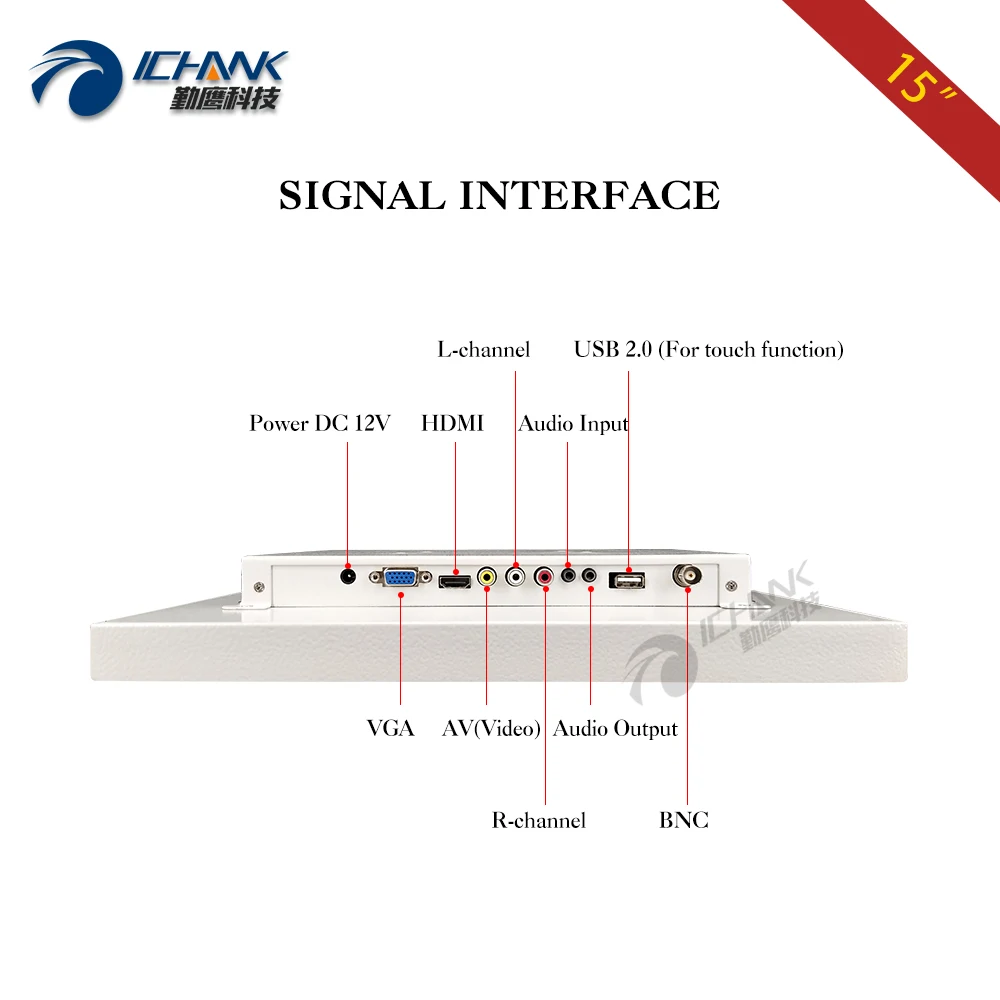 15" inch White Monitor with 1024x768 Light Gray Metal Shell Driver Free Multi-point Capacitive Touchscreen Display, ZB150TC-59GD
