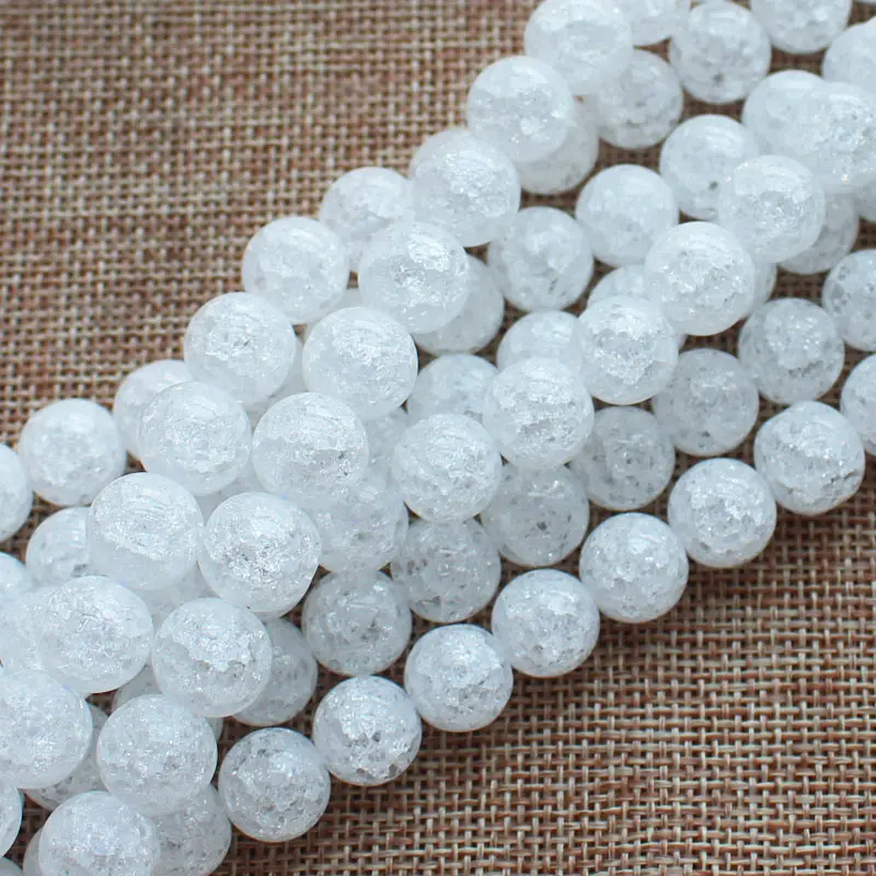 Mini. order is $7! 4,6,8,10,12,14,16,18,20mm White Crack Quartz Round Loose Beads 15