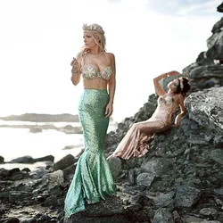 Sparkly Turquoise Sequins Skirt Adult Sequin Mermaid Tail Skirts Beach Engagement Photos Costume Deluxe Maxi Skirt with Train