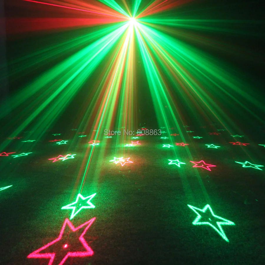 Senter Laser ESHINY, proyektor Mini R & G jarak jauh 6 pola kepingan salju DJ Bar disko pesta Rumah efek panggung T164D2