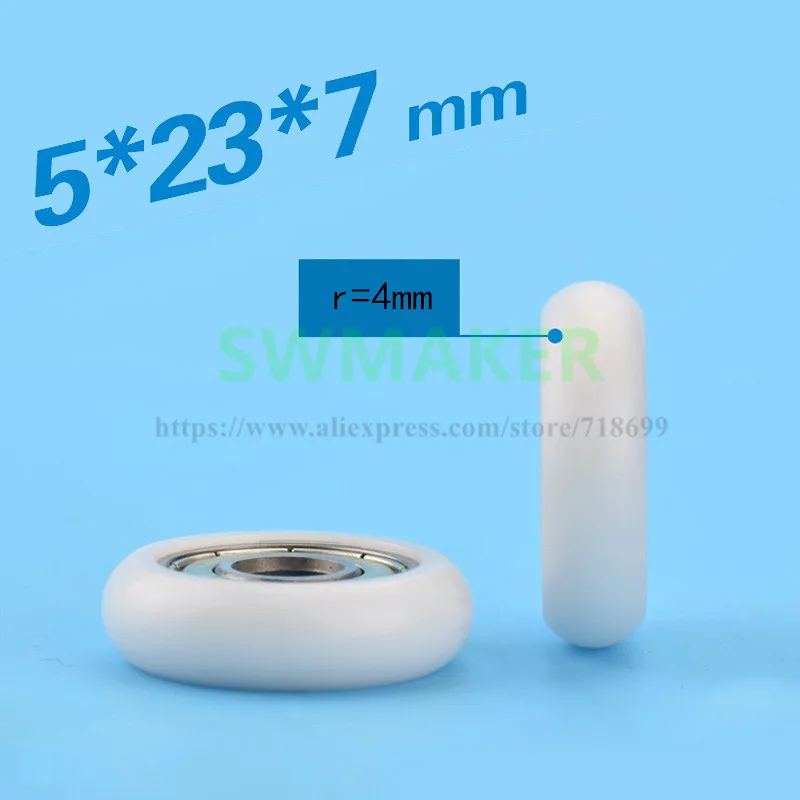 SWMAKER white 5*23*7mm 20 profile outer ball bread plastic bearing pulley nylon 625ZZ 3D printer 2020