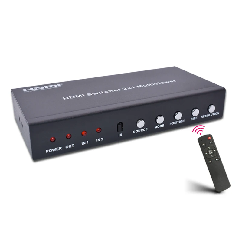 HDMI 2x1 Multi-Viewer with PIP 2 PORT hdmi switcher seamlessly not black screen with RS232 IR 2 screen splitter