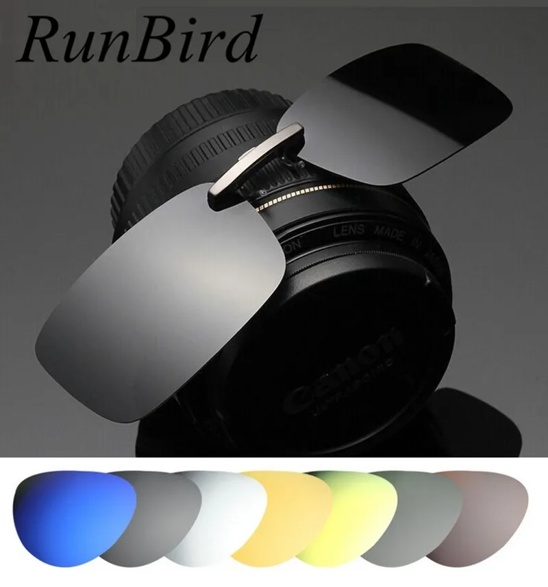 

RunBird Mirrored Polarized Sunglasses Clip Driving Clip Men Coating Myopia Clip on Sun Glasses UV400 With Box Case sg095