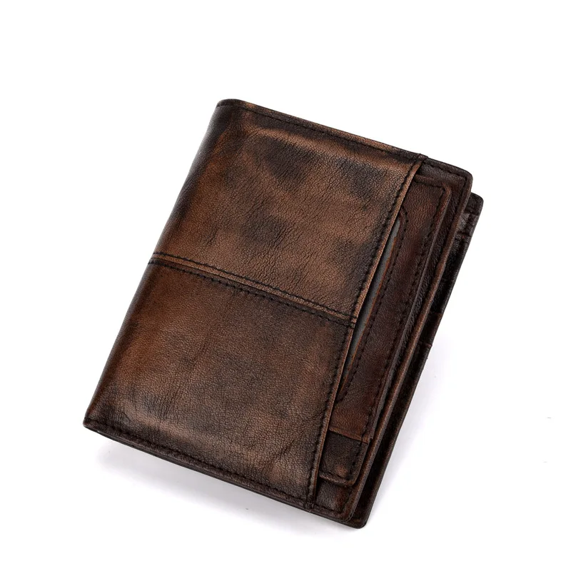 Anti Rfid Wallet Men Credit Card Protection Short Genuine Leather Retro Mens Wallets Removable Small Card Holder 2019 New