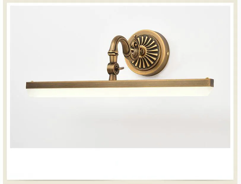 Free Shipping Brass Modern Mirror Wall Lamp 43cm/58cm Bathroom Mirror Lamp Waterproof Retro Bronze Cabinet Vanity Mirror Lights