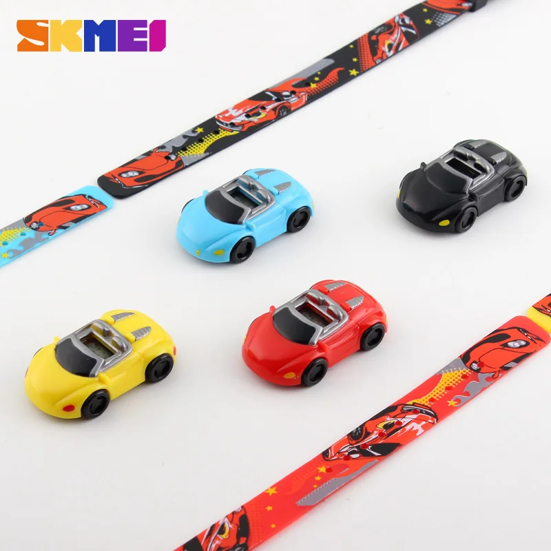 SKMEI Colorful Creative Cartoon Fun Car Mode Children Watches Date Time Clock Wristwatch For Boys Girls Birthday New Year Gift