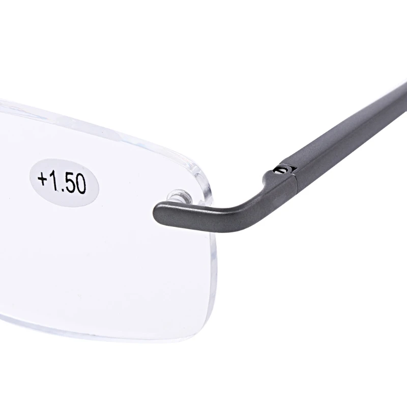Aluminum Alloy Rimless Reading Glasses Presbyopic Eyeglass Resin Lens +1.0 to +3.5