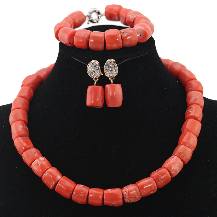 Wonderfu  Birthday Gift Natural Coral Beads Necklace Set African Coral Necklace Jewelry Set Cheap  Beads  ABL534