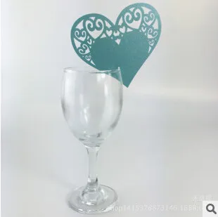 PASAYIONE 100Pcs Hollowed Love Heart Table Wine Glass Name Place Card Wedding Christmas Table Centerieces Table Mark Casamento