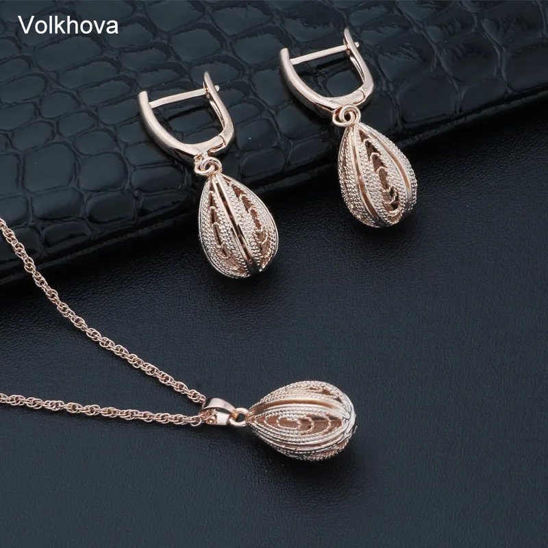 Fashion Women's Jewelry Set Droplet Oval Openwork Long Necklace Earrings Set Fashion Hot Sale  Accessories Jewelry set&more