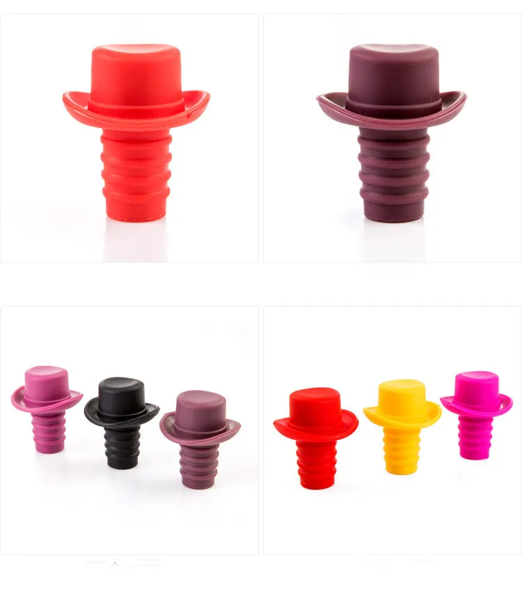 1PC Silicone Bowler Bottle Stopper Wine Stopper Wine Accessories Champagne Plug Small Hat Beer Red Wine LB 273