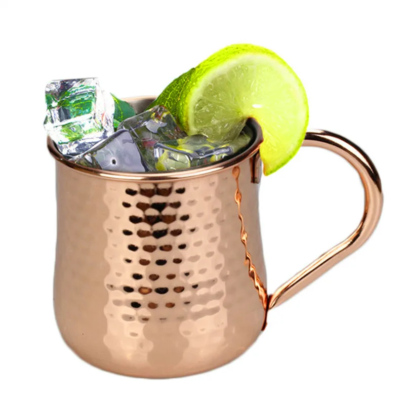 Cocktail Glass Stainless Steel Copper Hammer Point Mug Coffee Cup Bar Beer Mug Moscow Mule