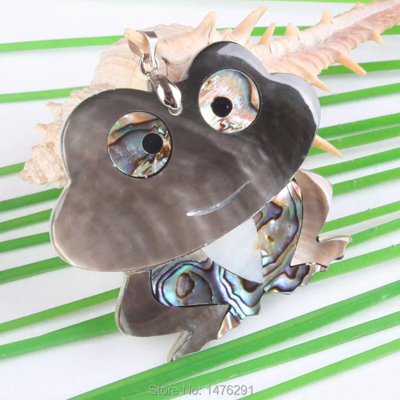 Natural jewelry Abalone Shell Cartoon Frog Bead Women Men Pendant 1PCS