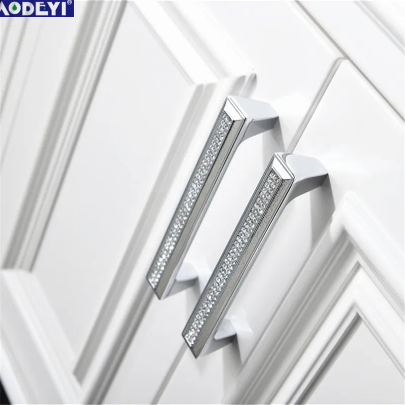 Luxury 24K Real Gold Or Chrome Czech Crystal Drawer Cabinet Knobs Wardrobe Door Handle Furniture Knobs Pull Handles