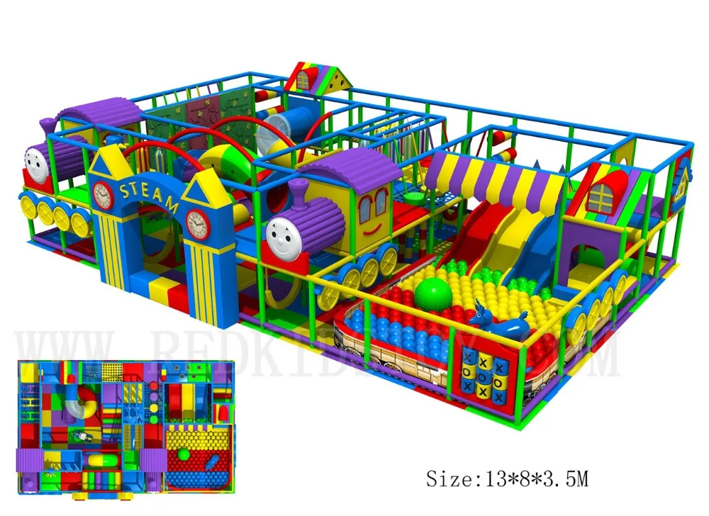 Designed for The Customer from USA Eco-friendly Children Indoor Play Center With Triple Slide, S Tube Slide&Climbing HZ-8612A