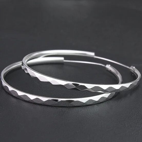 Hainon Silver Color Hoop Earring For Women Large Size Have 40 45 50 55 60mm Luxury Design Good Quality Vintage Wedding Jewelry