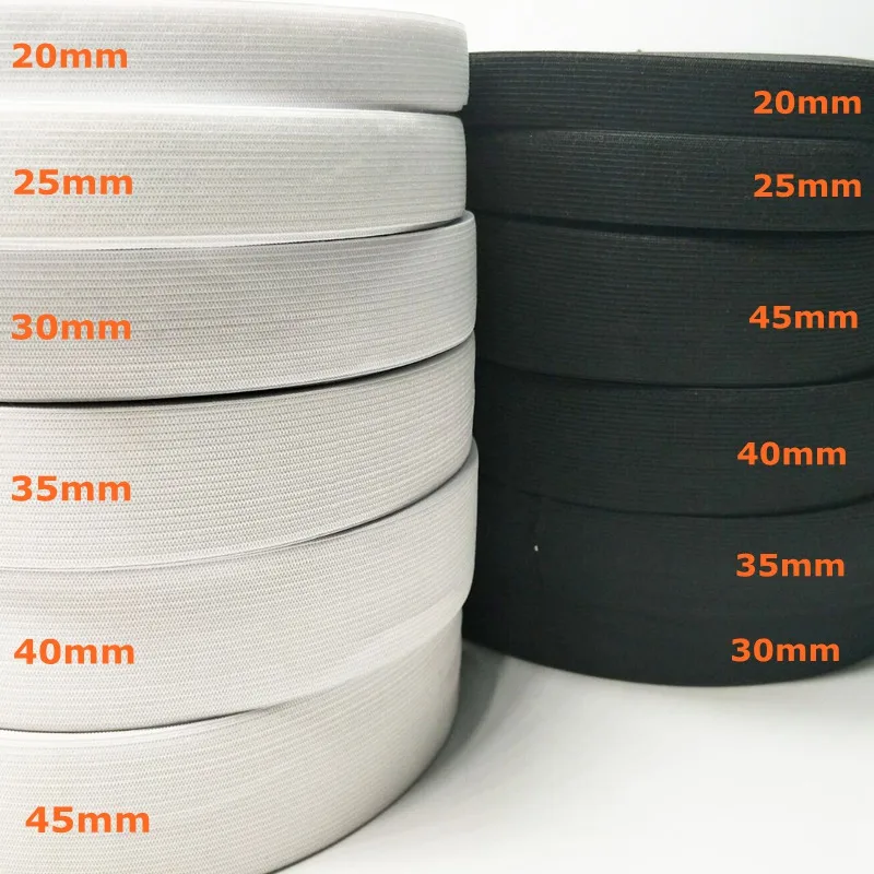 HL 350 Lots 30mm White/Black Nylon Highest Elastic Bands Garment Trousers Sewing Accessories DIY