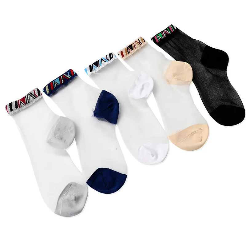 Chaussettes en résille de soie en maille de dentelle sexy pour femmes, chaussettes en fibre, transparentes, élastiques commandées, fines, fil de rinçage, cool, 1 paire, 2 pièces, TMD02