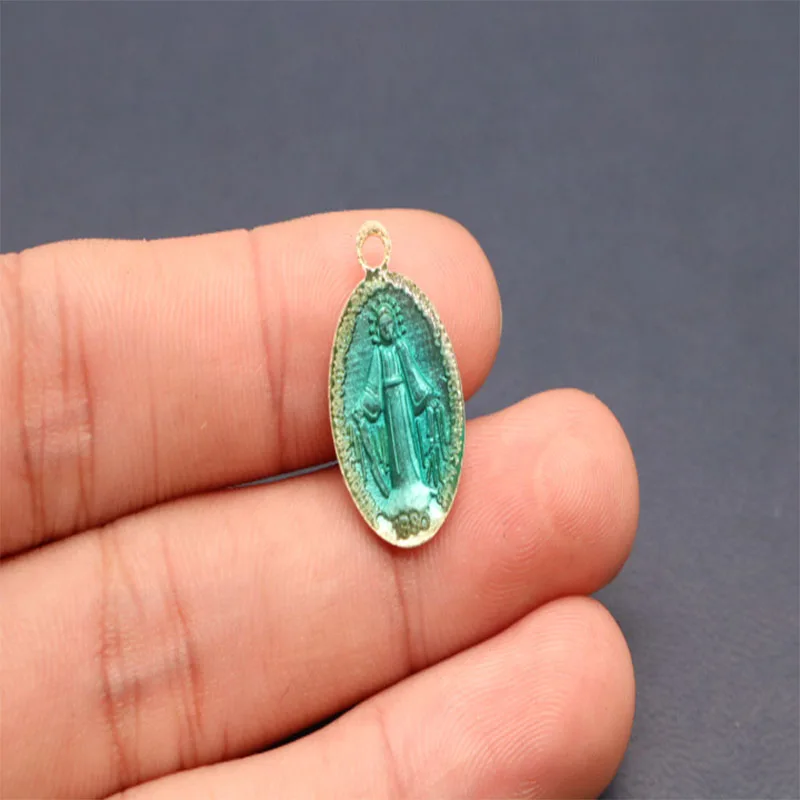 Catholic Virgin Mary Blue Virgin Mary Mini Medal. Charm of the Virgin Mary Blue Medal